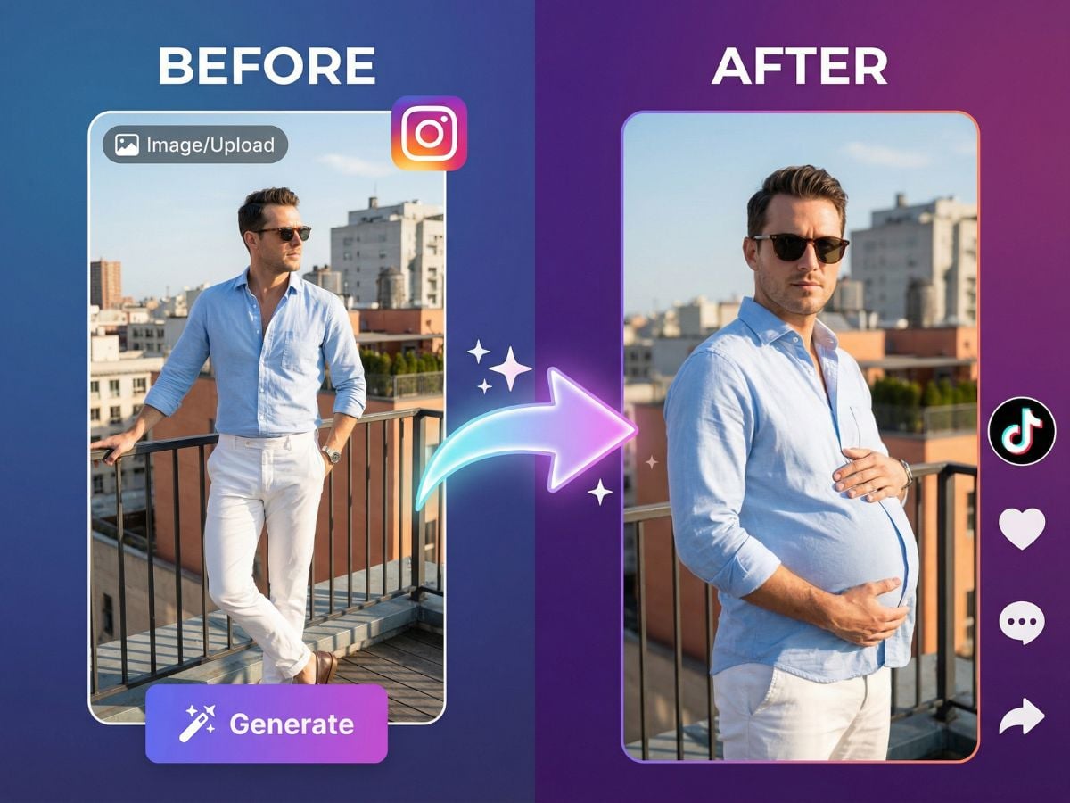 share-ready belly inflation video for reels shorts and tiktok with smooth growth and realistic fabric stretch