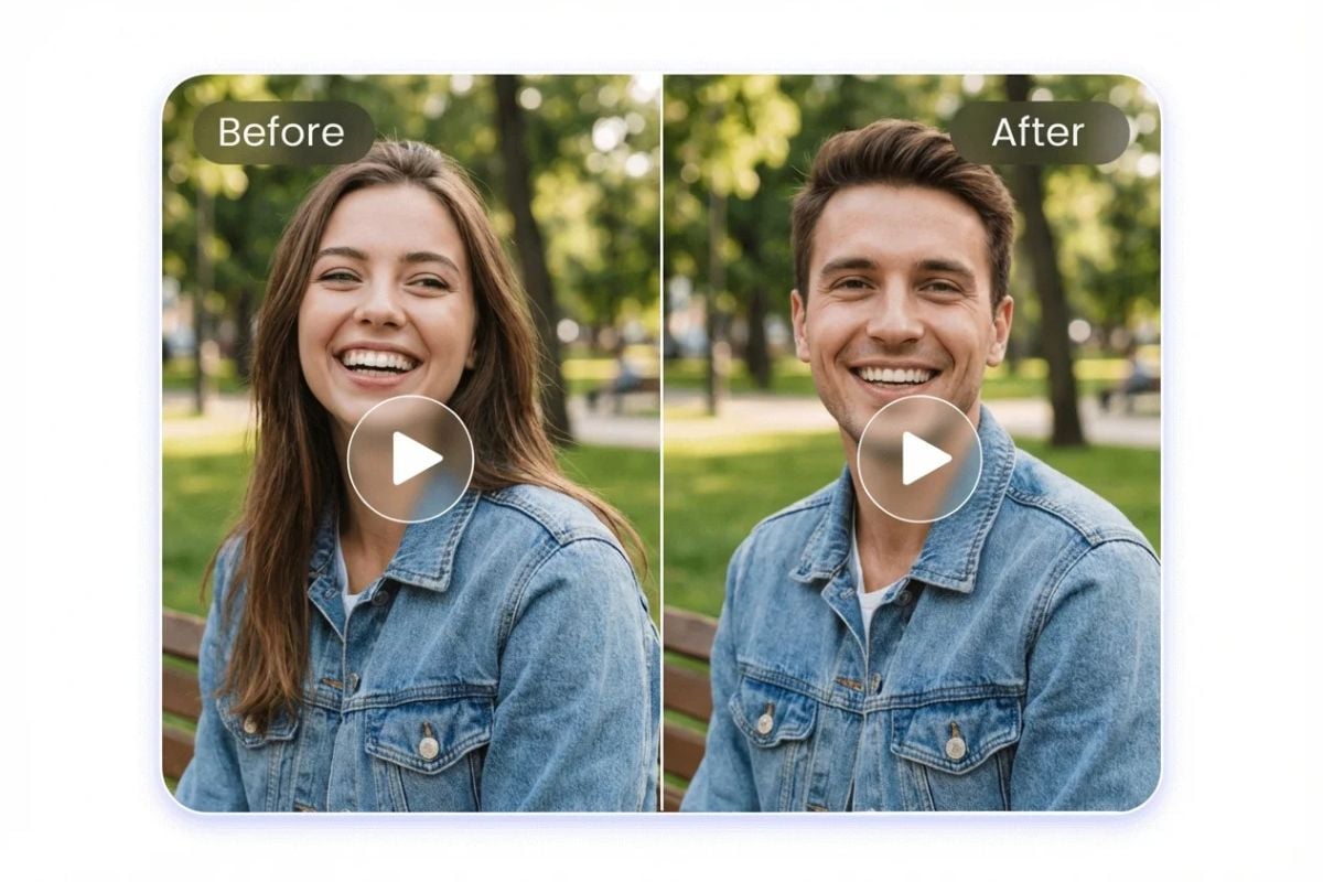 写真・短尺動画向けの男女切り替えフェイススワップ効果。