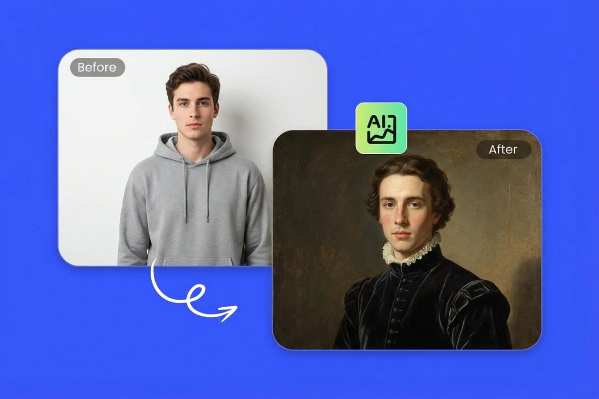 油絵風ポートレートのフェイススワップ — 油彩キャラクターに顔を合成