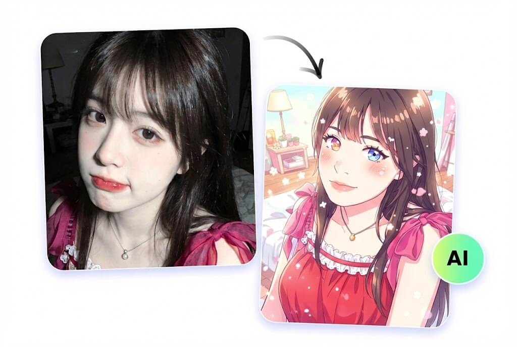 Before and after – kawaii anime conversion