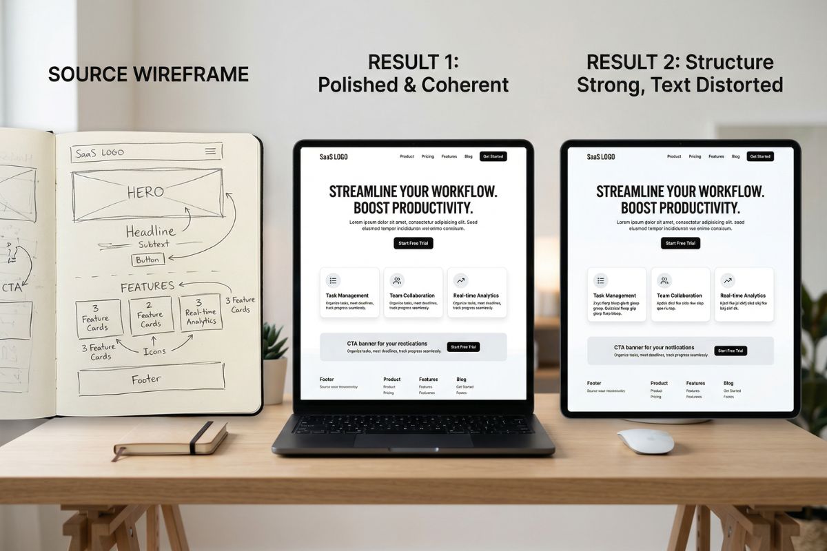 comparion of Sketch to SaaS Landing Page
