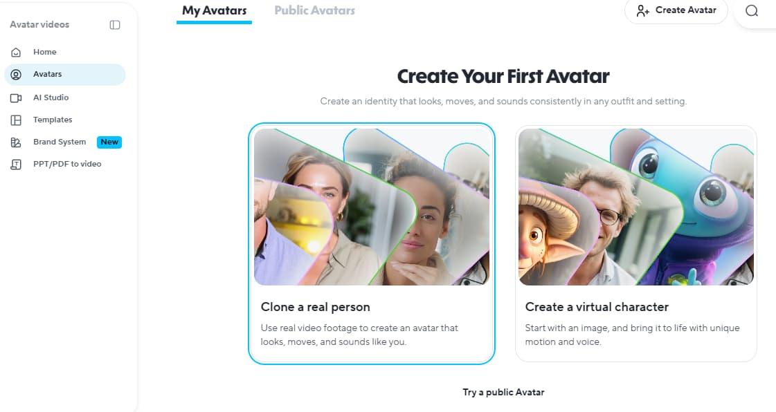 HeyGen Create Your First Avatar