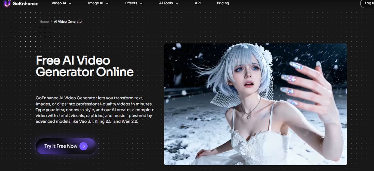 GoEnhance AI 视频生成器工作流程