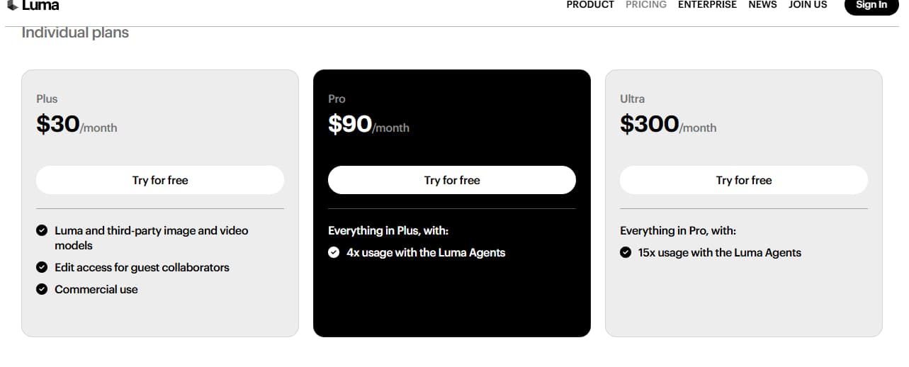 Luma AI 定价和应用概览
