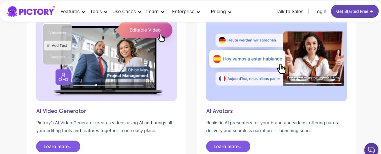 Pictory avatars and editor