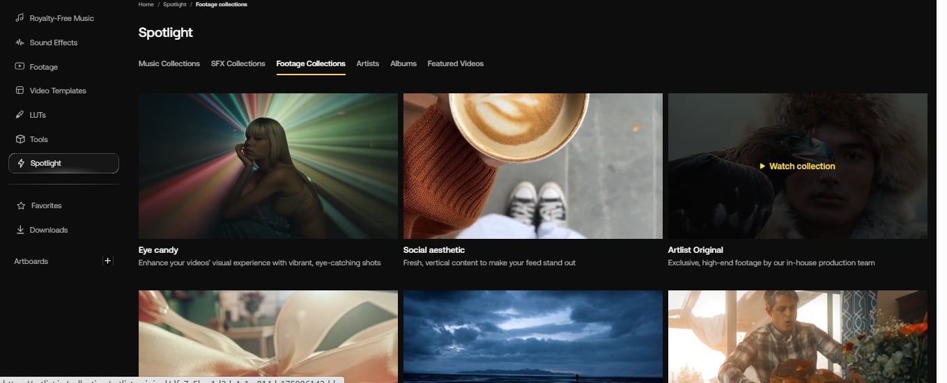 Artlist footage library