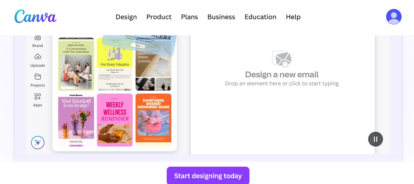 Fluxo de trabalho do Canva Visual Suite