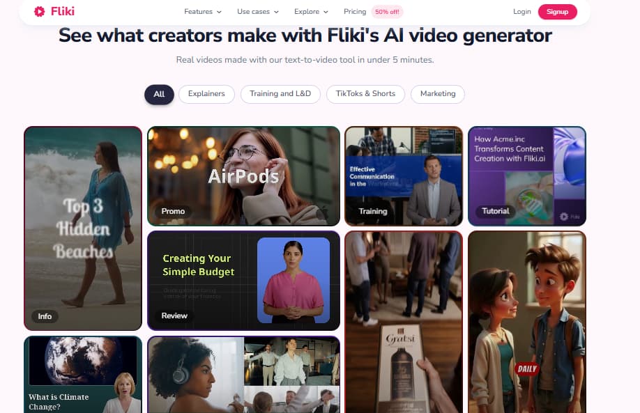 Fliki creator video gallery