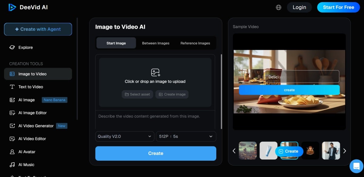 Deevid AI image to video generator