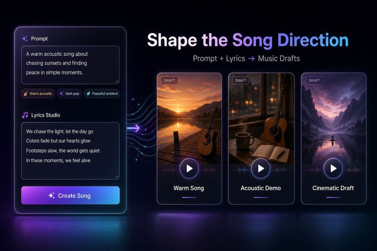 使用 AI 歌詞轉音樂生成器塑造情感