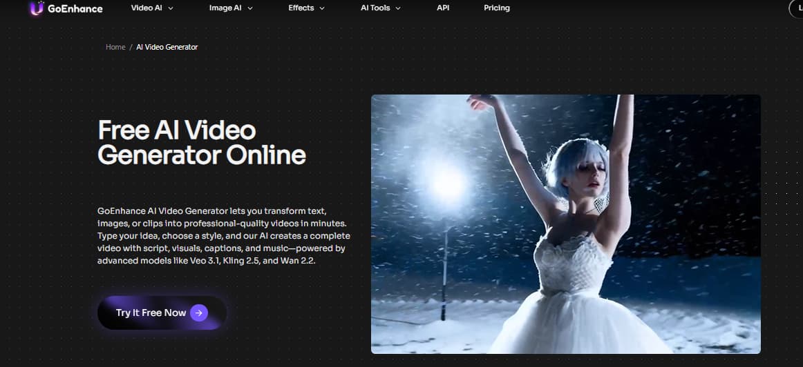 GoEnhance AI video generator workflow