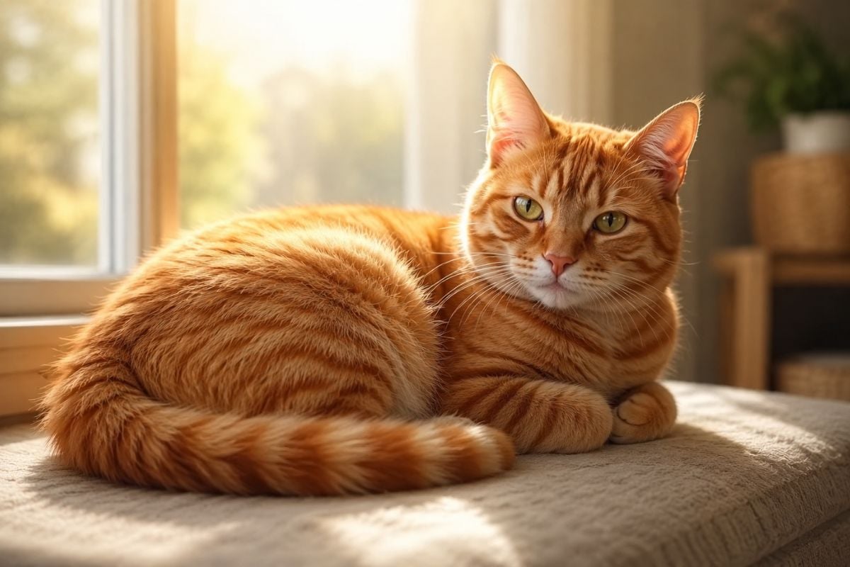 Realistic orange tabby cat AI photo