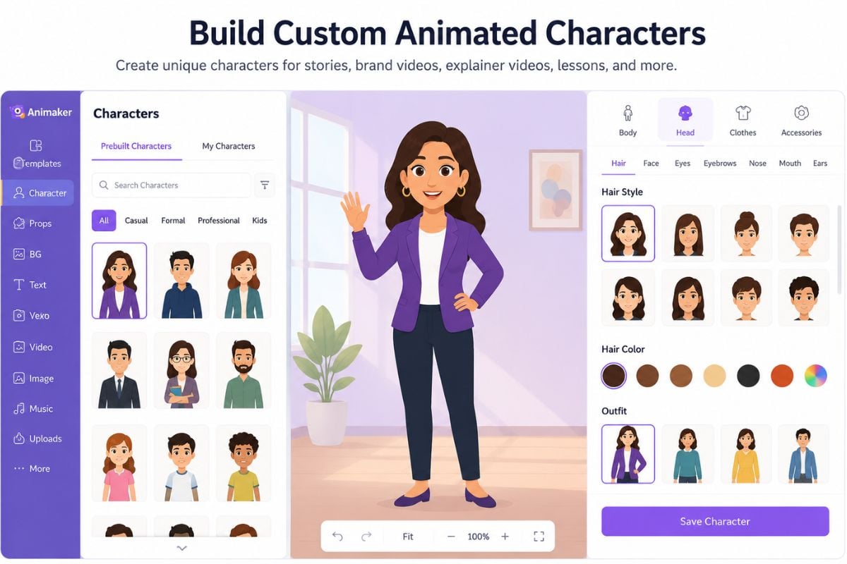 Animaker voiceover and auto lip sync for animated talking characters