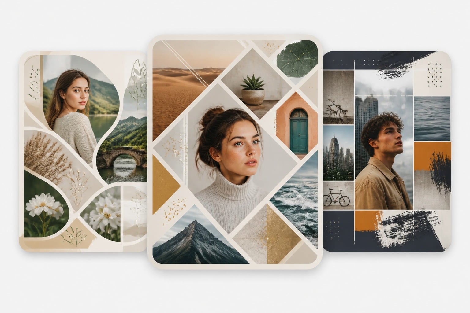 Hero-Visual für den KI-Collage-Generator für teilbare Collage-Layouts