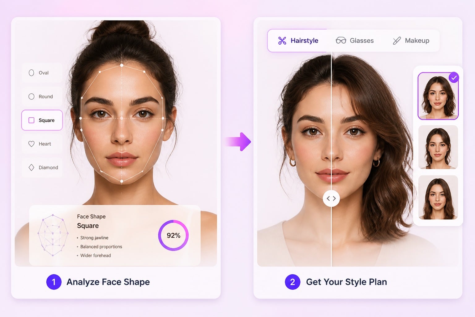 Style Planning Guidance example for face shape detector