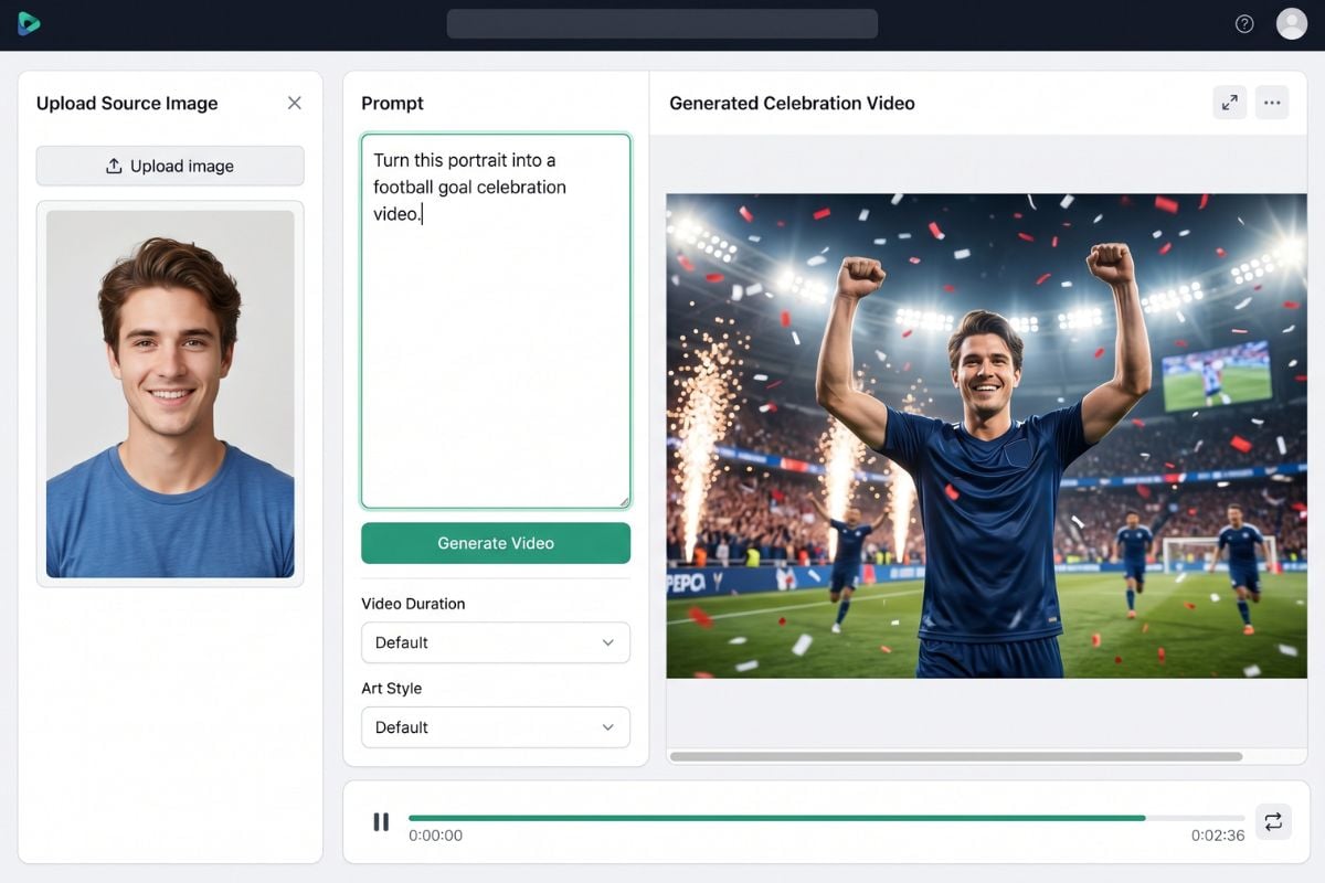 AI football stadium intro video effect
