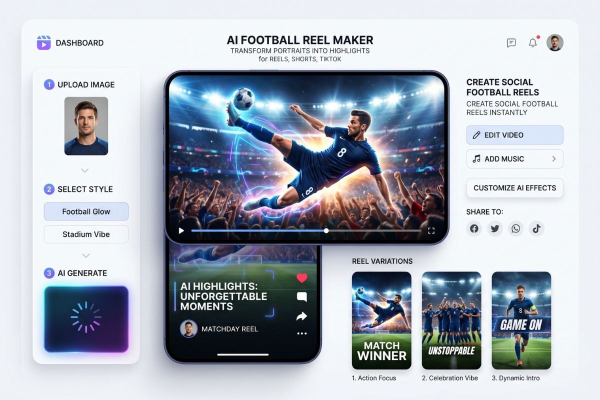 Vertical AI football video reel preview