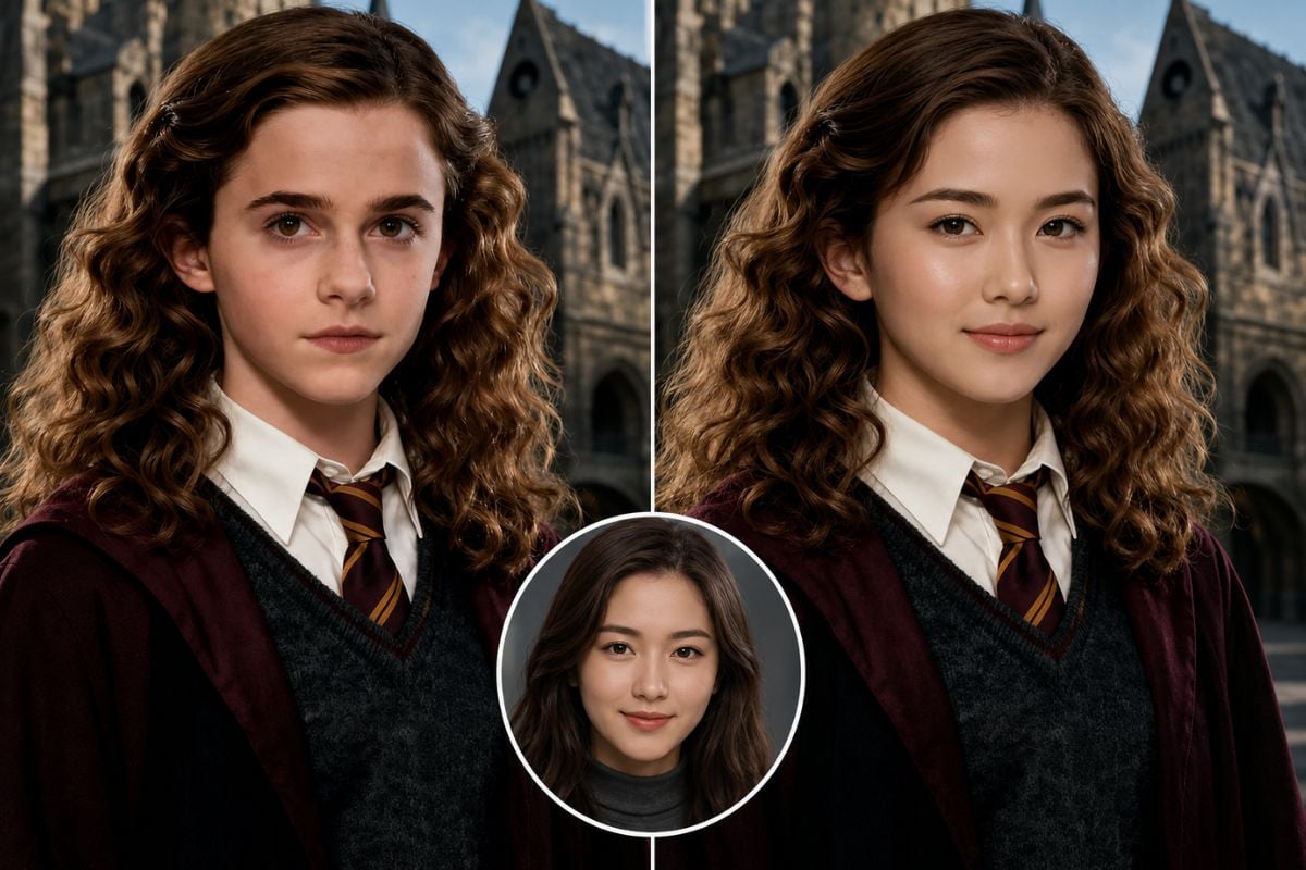 Anteprima di celebrity face swap realizzata con GoEnhance AI