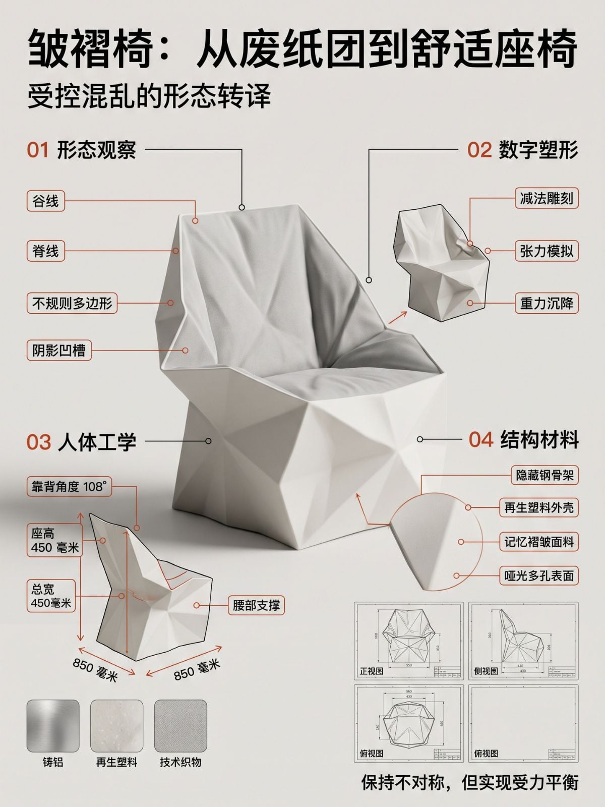 Origami Chair Design Process Board