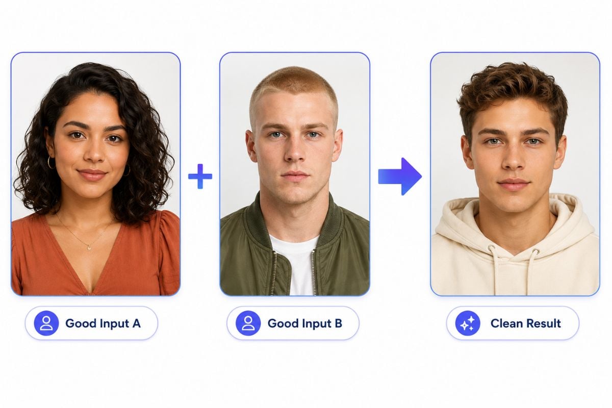 Visuel de morphing de visage pour les concepts de ressemblance familiale