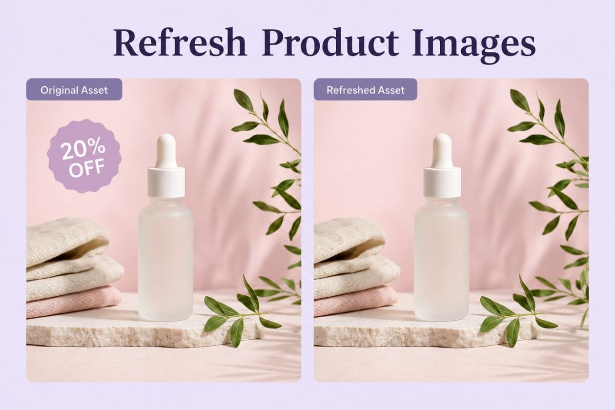 Remove Text From Image example for refresh product and social images