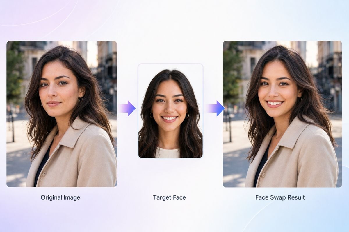 Remaker AI face swap source target and result preview