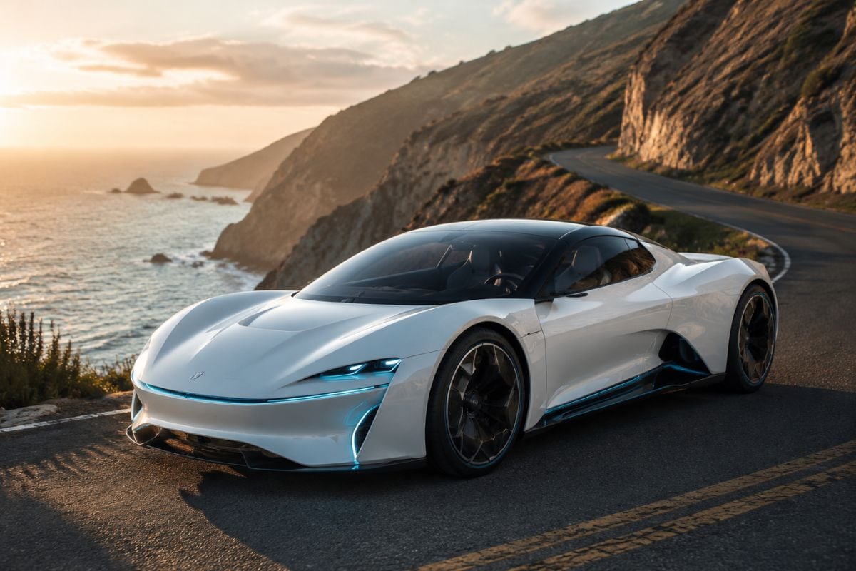 AI car generator futuristic electric sports car example