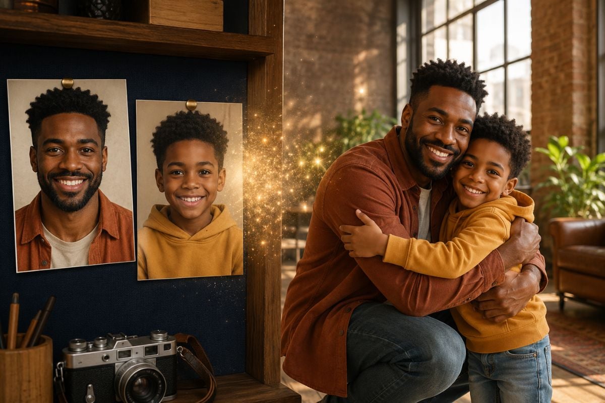 Beispiel für „Umarme mein jüngeres Ich“: Erstelle ein Polaroid mit meinem jüngeren Ich