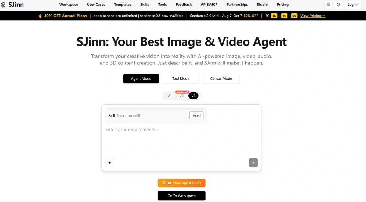SJinn AI Agent turning a creative brief into a complete AI video workflow