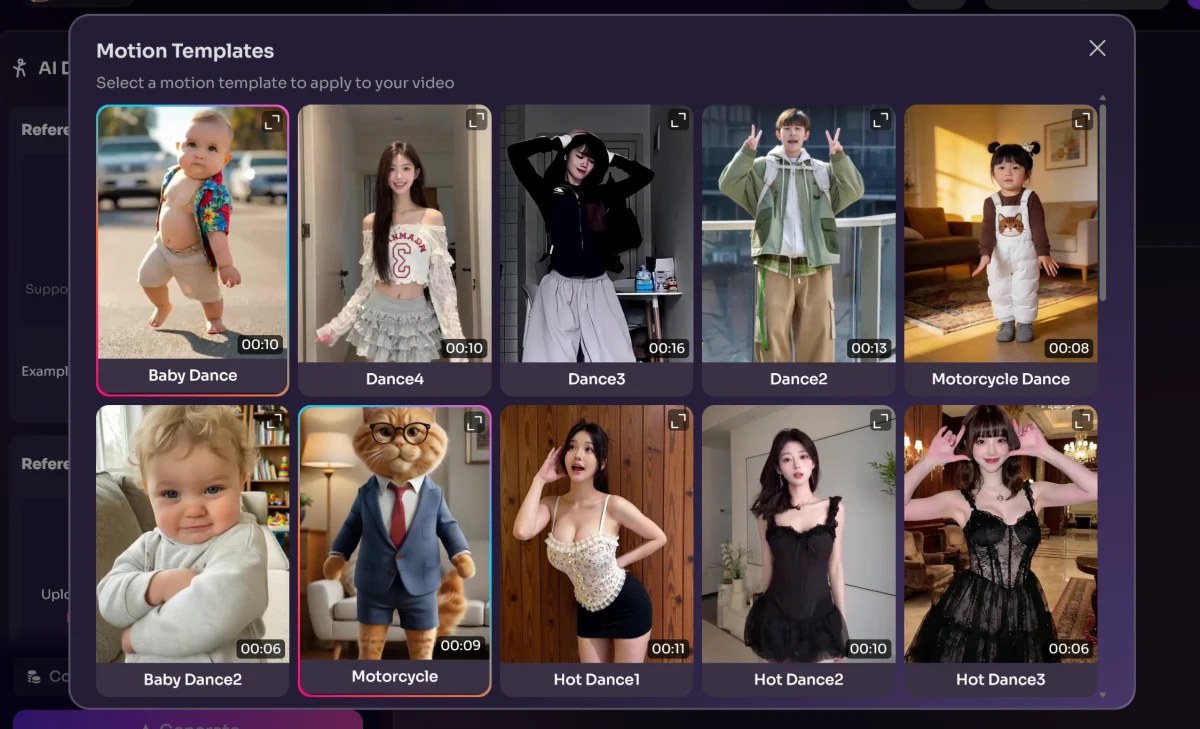 AI couple dance video generator illustrating a ready-made dance template applied to a couple photo.
