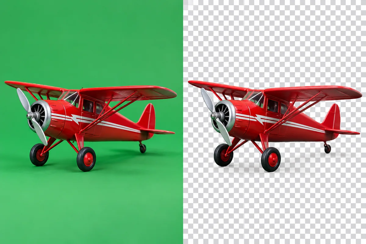 Green Screen Background Remover example: a small object separated from its green-screen background
