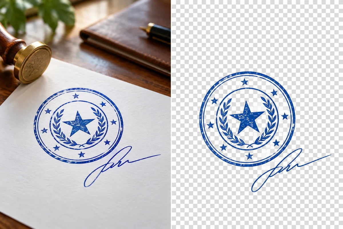 Ink stamp separated from its paper background