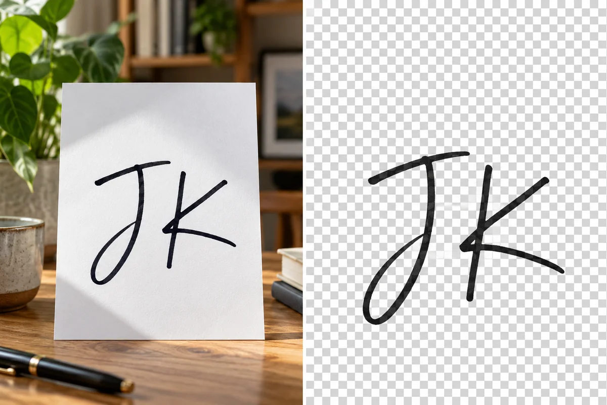 Handwritten initials isolated from the paper background