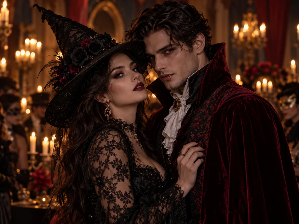Generated example: witch and vampire couple