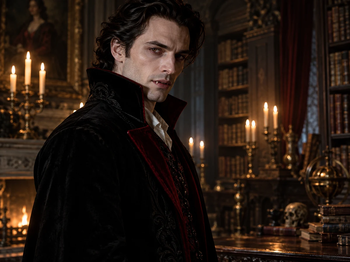 Generated example: candlelit vampire portrait