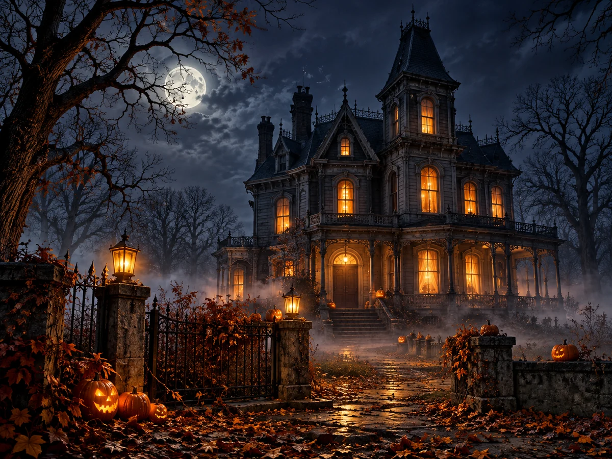 Generated example: haunted Victorian house at night