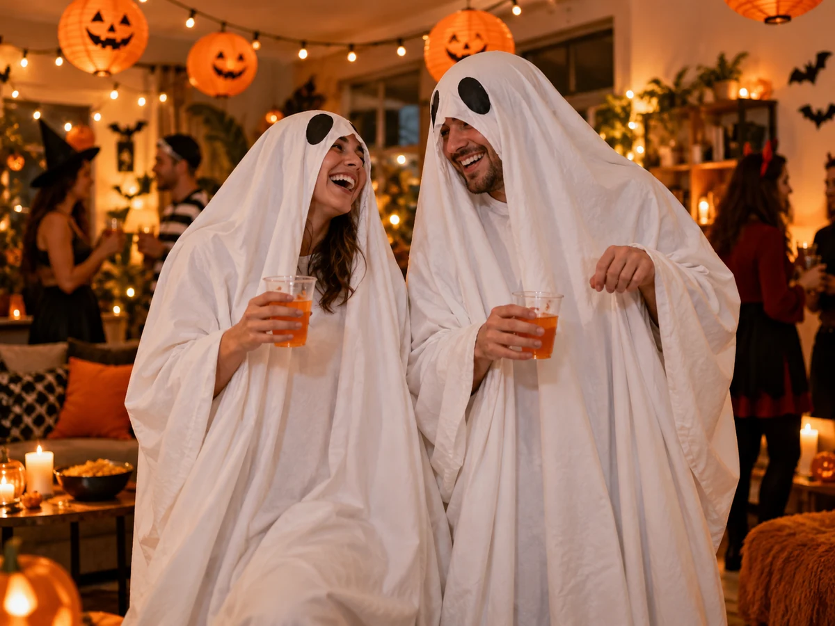 Generated example: couple in matching ghost costumes