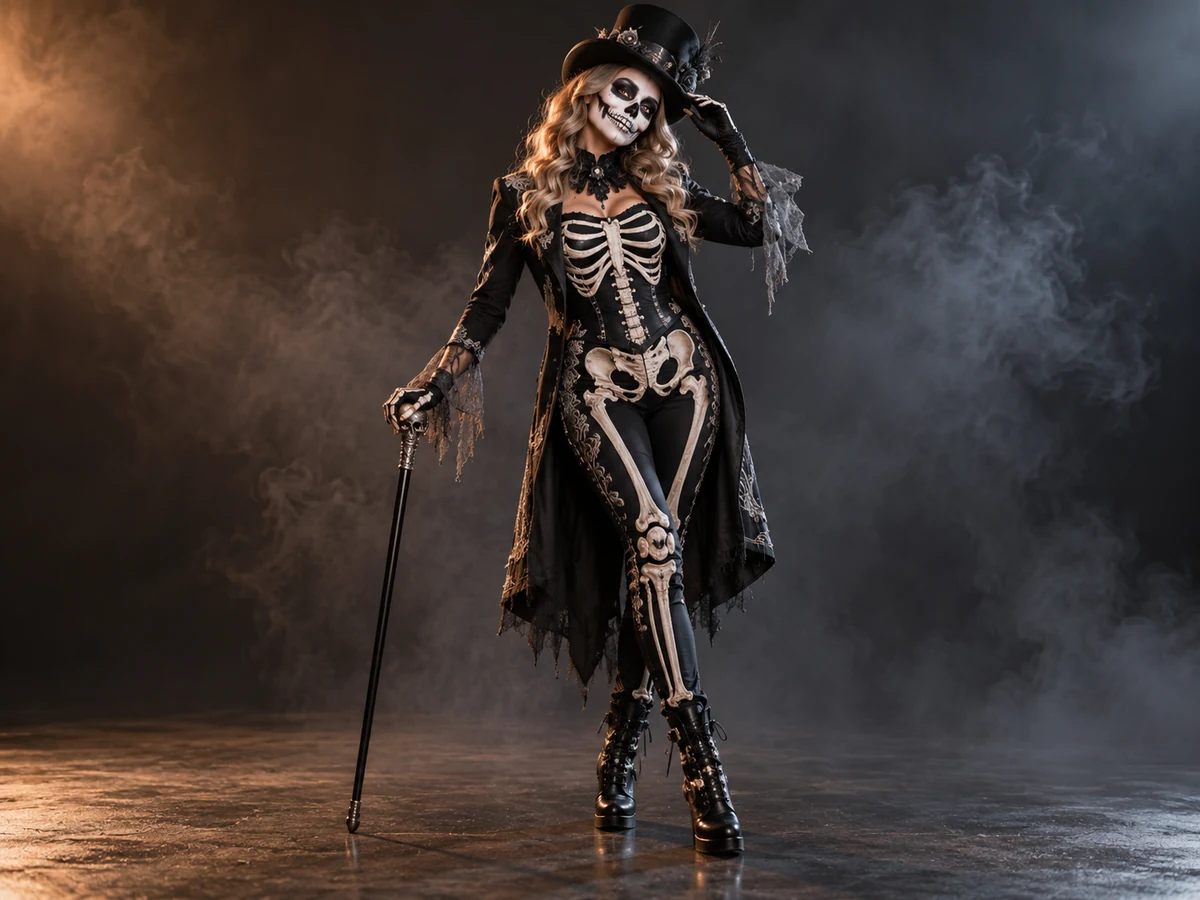 Generated example: skeleton makeup profile portrait