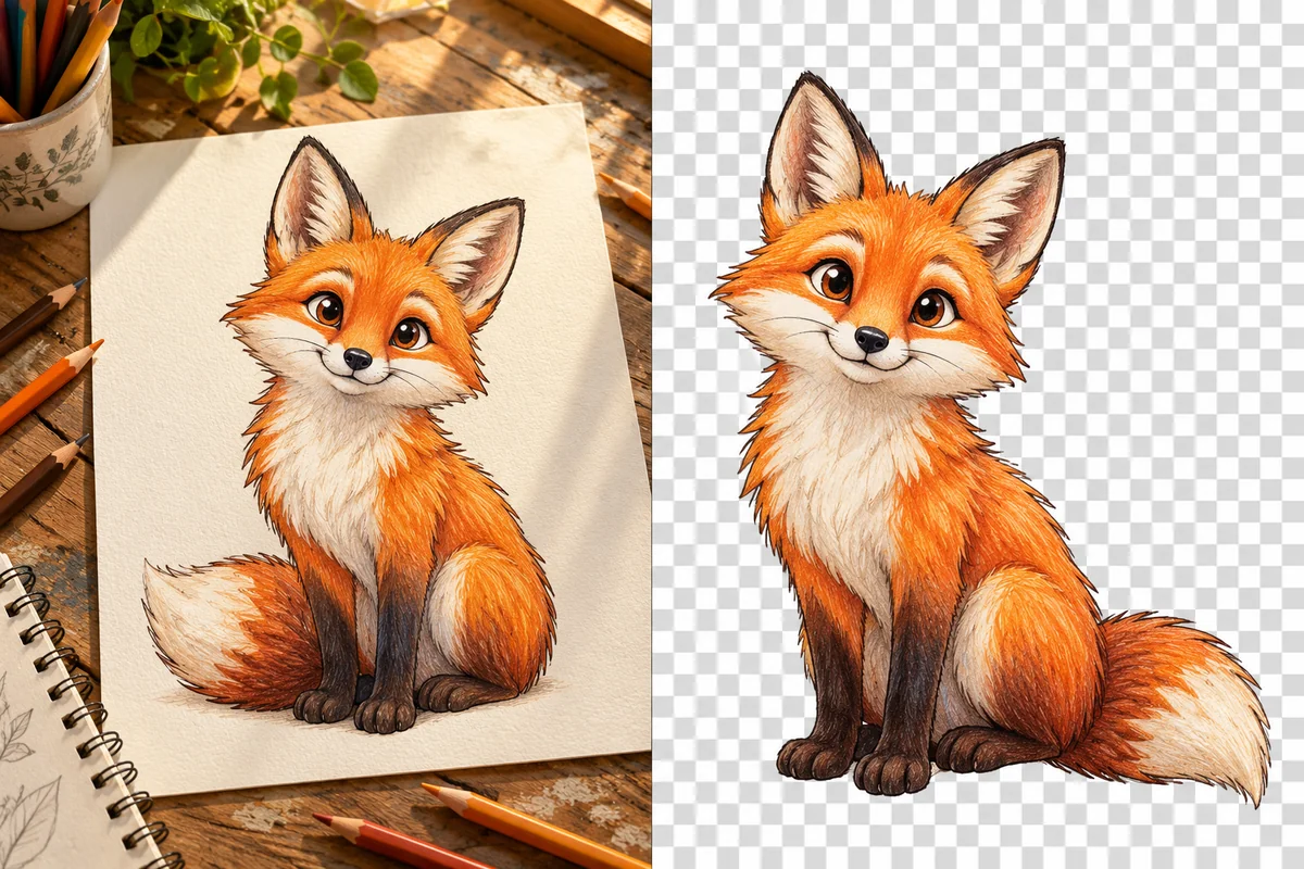 Illustrative drawn character prepared on a transparent background.