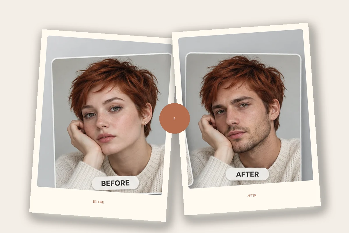 Before-and-after illustration: Pica AI download video as gif or mp4