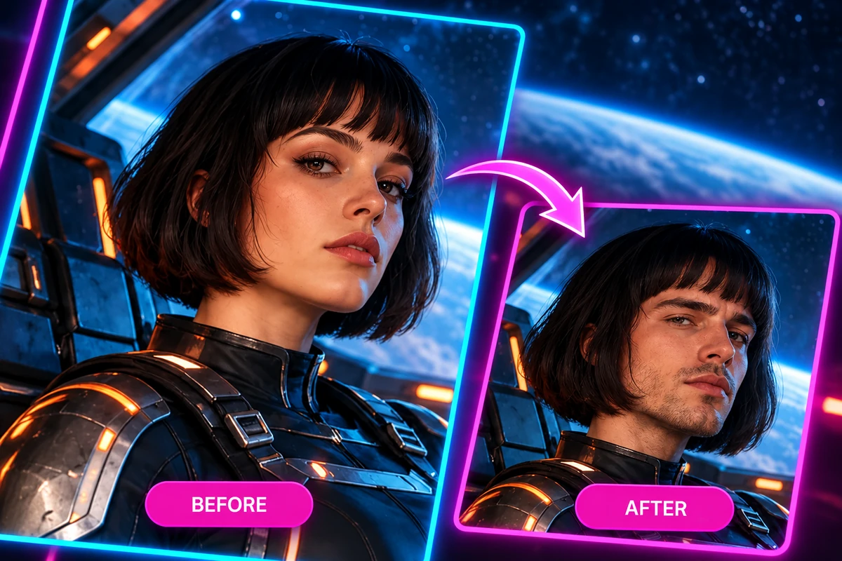 Before-and-after illustration: PixNova AI choose a template to start