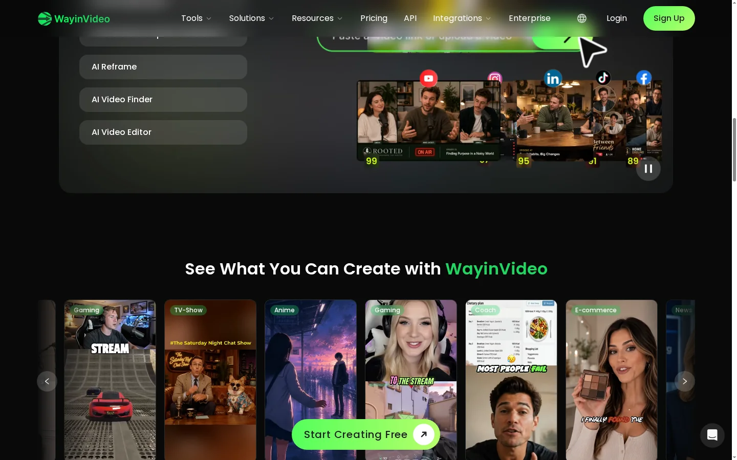 Riepilogo di WayinVideo che mostra i punti principali di una registrazione lunga