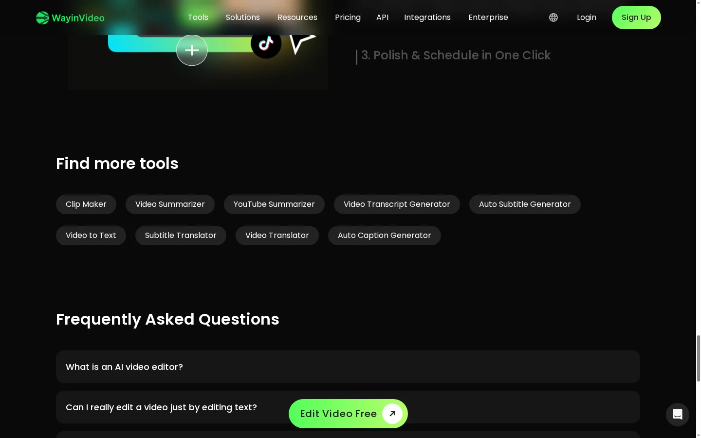 Interfaccia di ritaglio AI di WayinVideo che mostra i segmenti salienti suggeriti