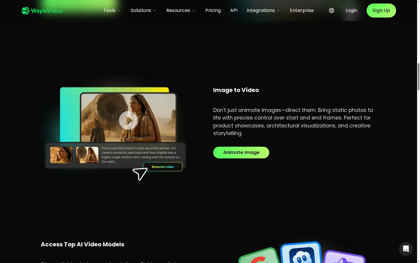 Selezione degli strumenti di WayinVideo per contenuti video generati da AI