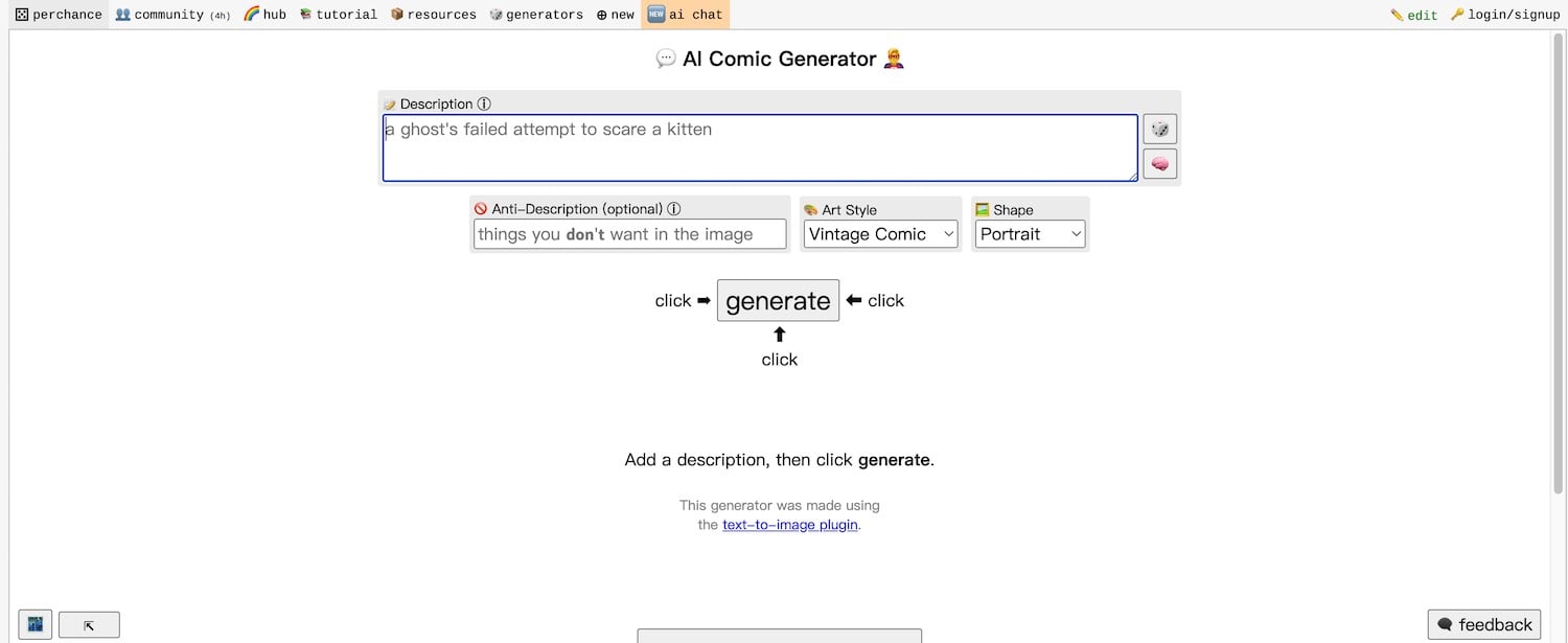 Perchance AI Comic Generator
